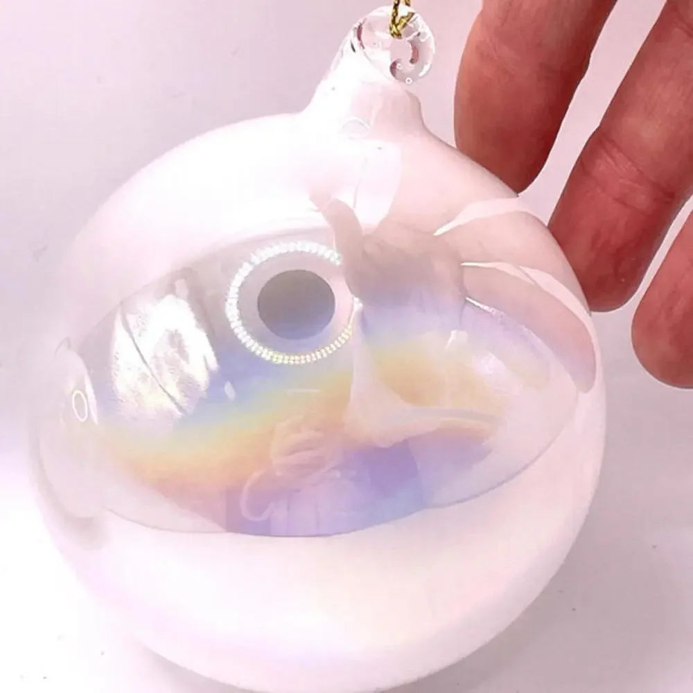 Iridescent White Hand Blown Art‎ Glass 3